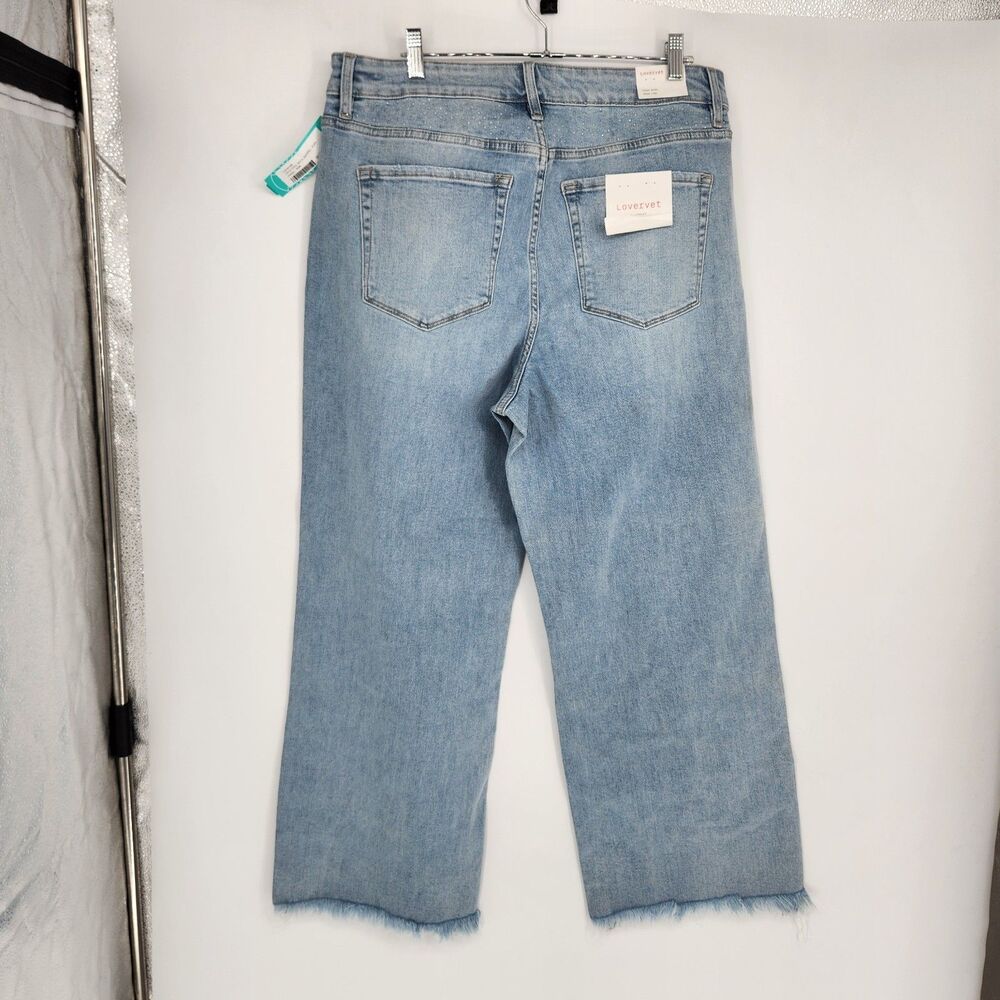 Lovervet‎ Indigo Blue 16W High Rise Wide Barrel Jeans Shimmering Embellishments - Picture 2 of 12
